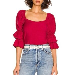 NATION LTD Hillary Romance Tee in Heartbreaker in Heartbreaker Red Pink Sz XS